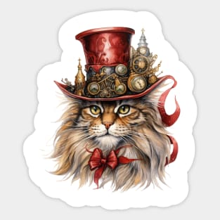 Steampunk Christmas Cat Sticker